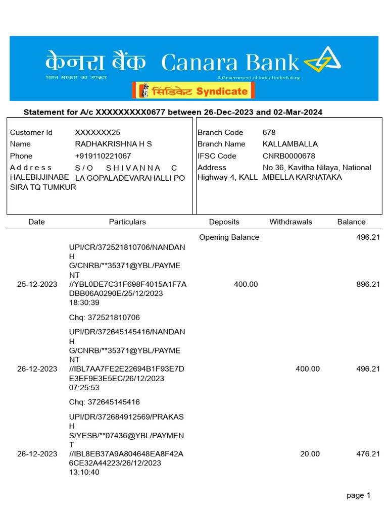 Account Statement: Dec 2023 - Mar 2024 | PDF | Payments | Service ...