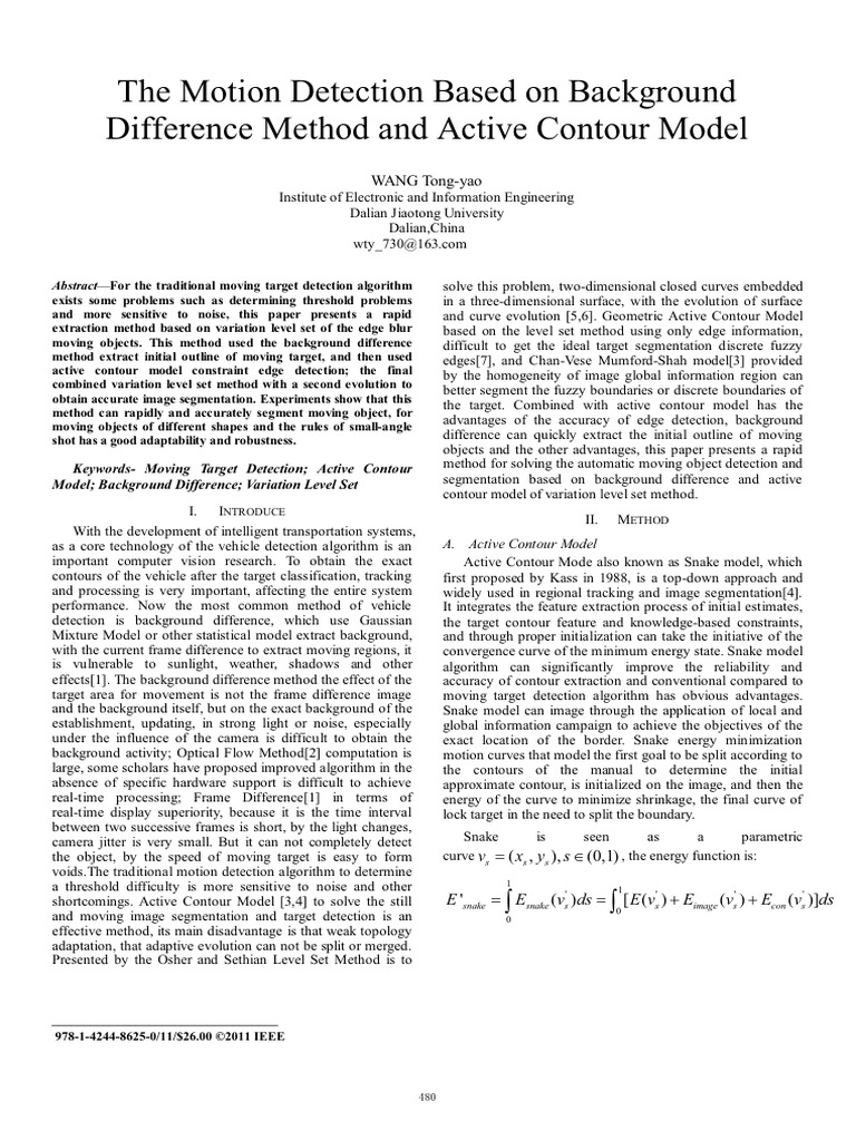 The Motion Detection Based On Background Difference Method and Active ...
