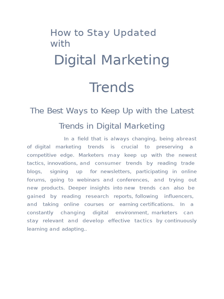 Stay Ahead in Digital Marketing Trends | PDF | Augmented Reality ...