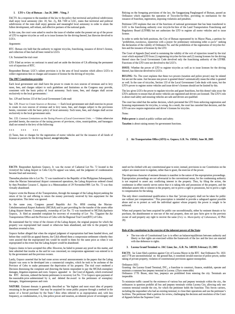 consti 2 cases | PDF | Eminent Domain | Police Power (United States ...