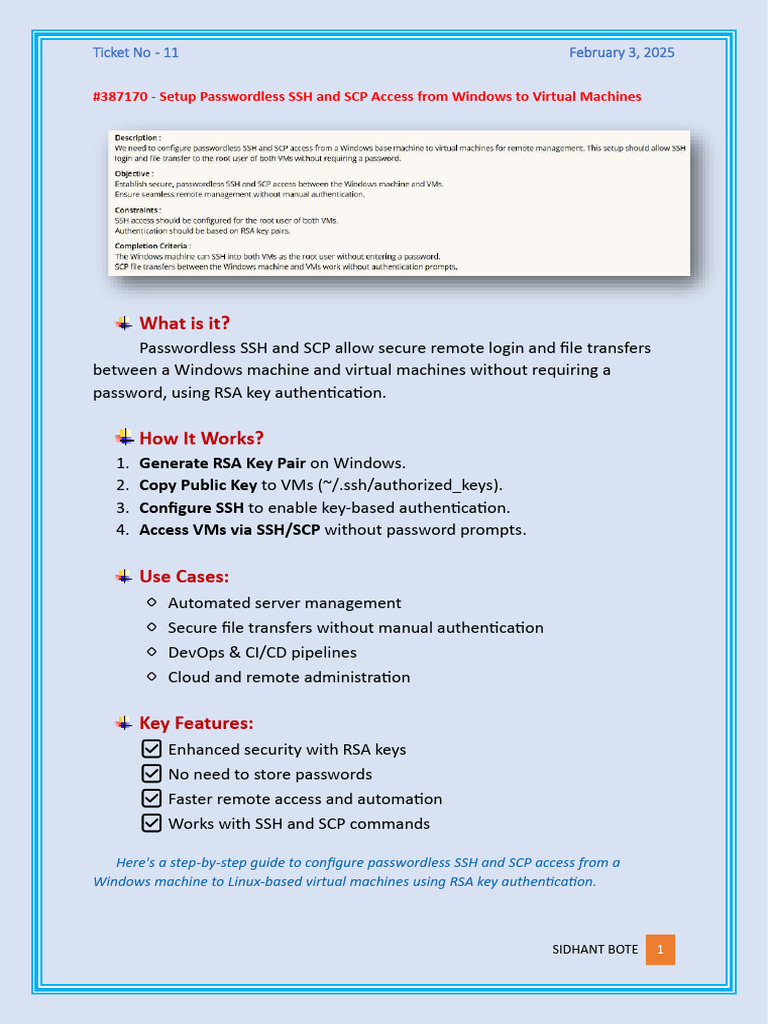 Passwordless SSH Setup for Windows VMs | PDF | Secure Shell ...