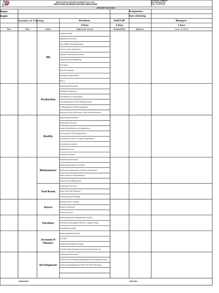 New Employee Induction Guide | PDF | Business | Economies
