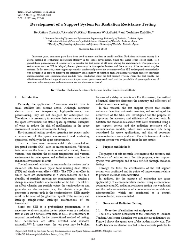 Development of A Support System For Radiation Resistance Testing | PDF ...