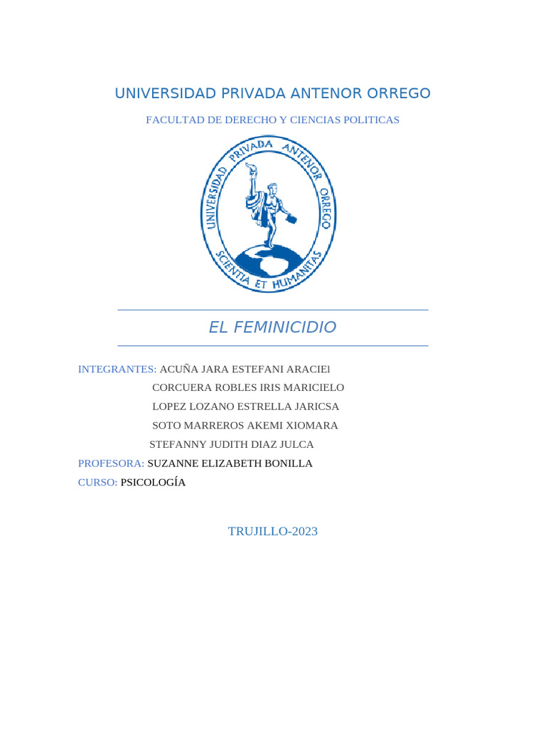 Causas y Tipos de Feminicidio | PDF | Ira | La violencia contra las mujeres