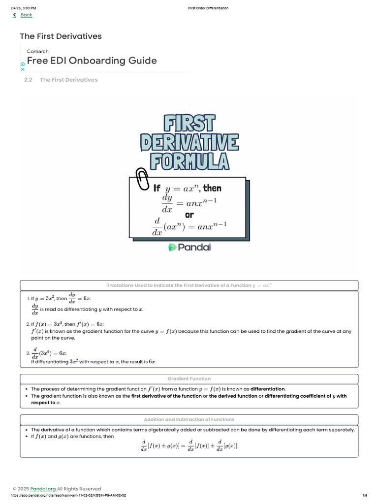 First Derivatives and Differentiation Rules | PDF | Derivative | Gradient