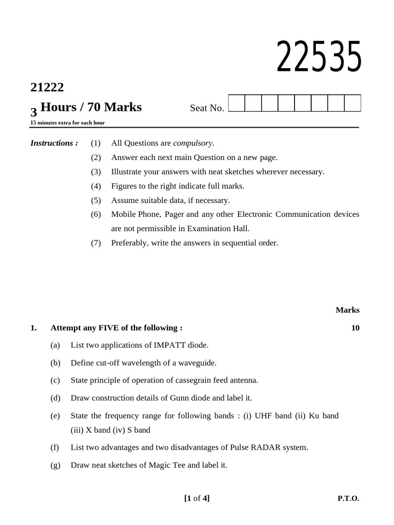 22535 Model Answer Paper 2023 | PDF | Radar | Waveguide