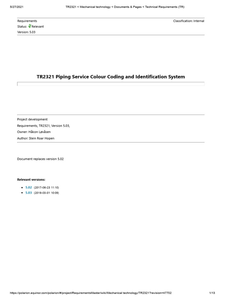 Piping Colour Coding System Guide | PDF