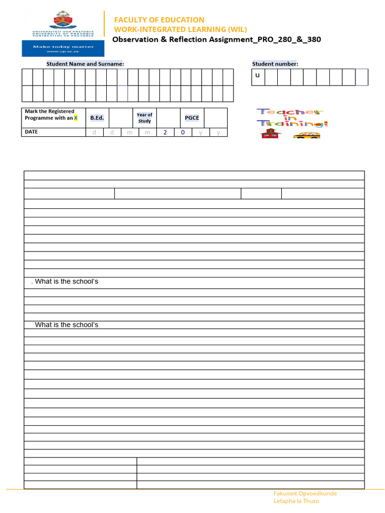 PRO 380 - Observation - & - Reflection - Assignment | PDF | Learning ...