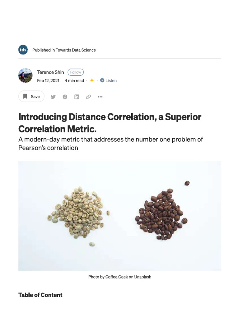 Distance Correlation (Easy Reading) | PDF