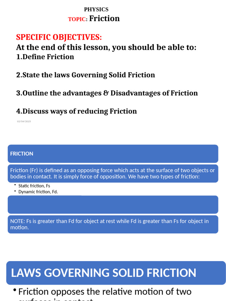 Friction - Online Cla | PDF | Friction | Force