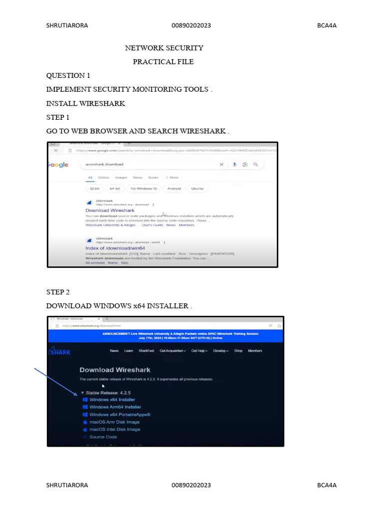 Wireshark Installation Guide for Network Security | PDF