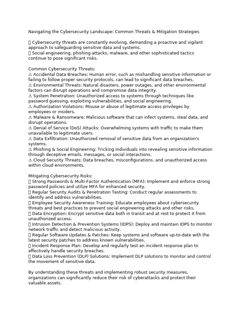 3-365 - Navigating The Cybersecurity Landscape Common Threats ...