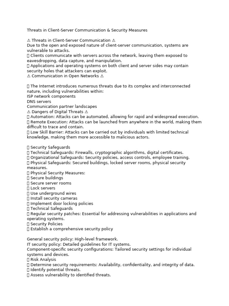 Client-Server Security Threats & Solutions | PDF | Security | Computer ...