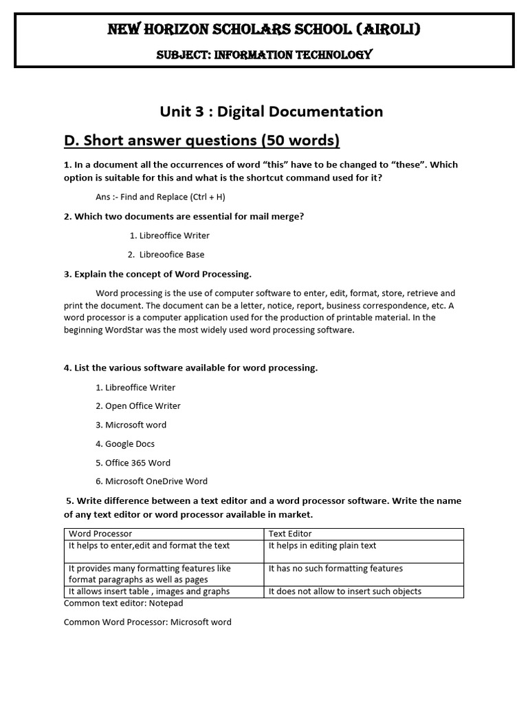 Digital Documentation Question Answers | PDF | Word Processor ...