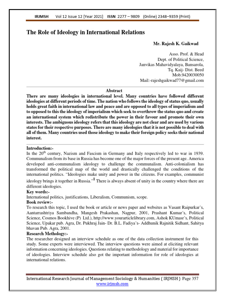 The Role of Ideology in International Re | PDF | Ideologies | Communism