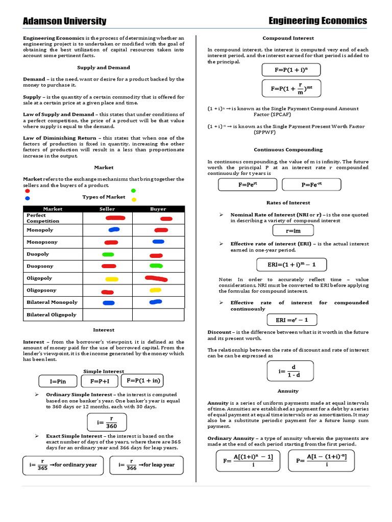 Engineering Economics Overview and Concepts | PDF | Interest | Depreciation