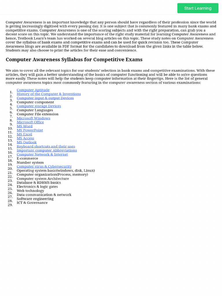 Computer Awareness Notes For Bank Exams & Competitive Exams - Practice ...