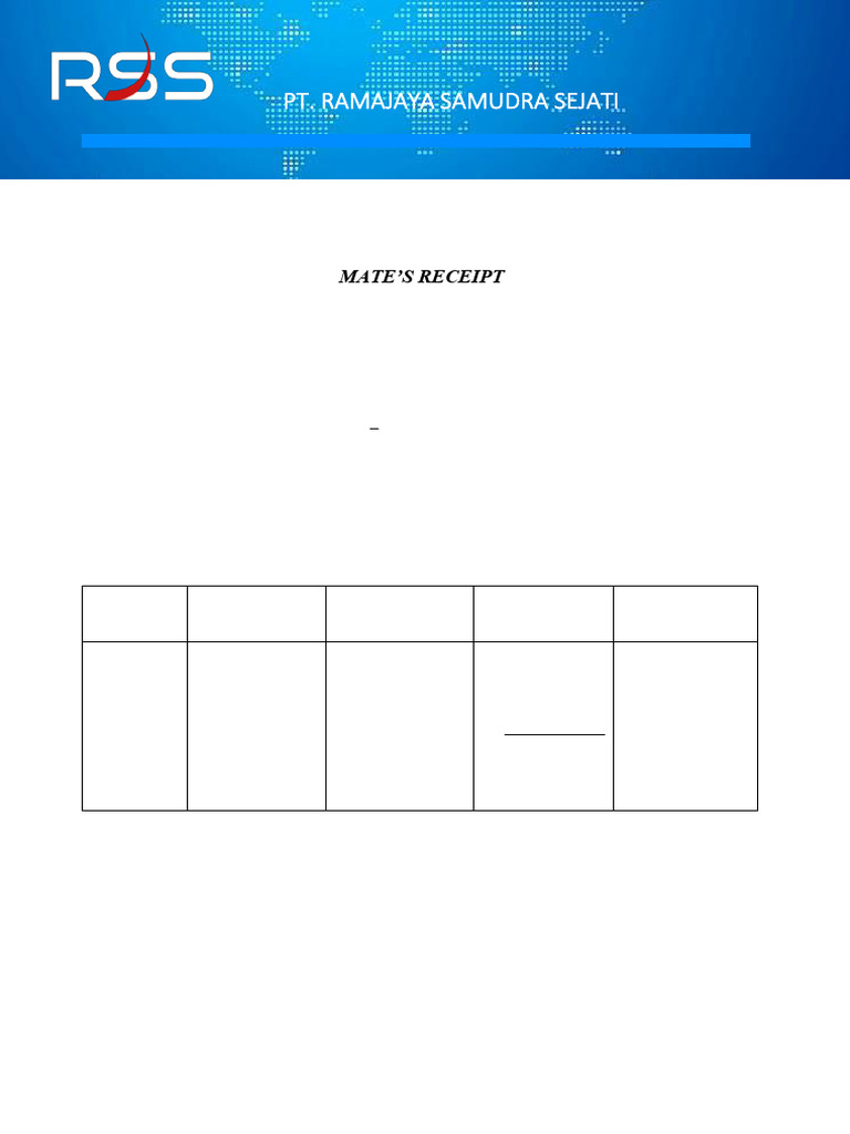 Mate's Receipt for Cargo Shipment | PDF