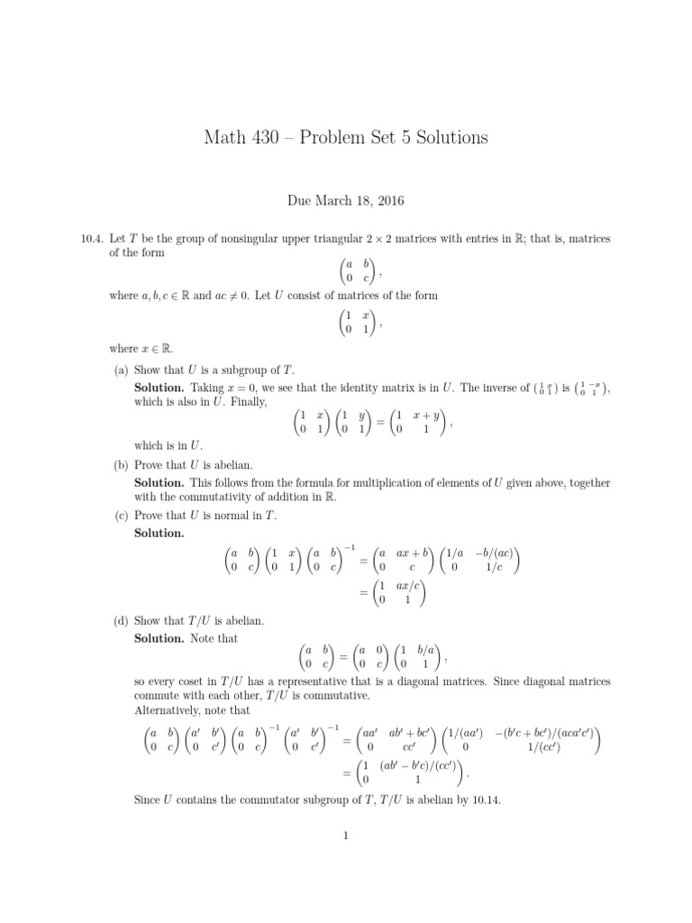 PS5sol | PDF | Abstract Algebra | Algebraic Structures