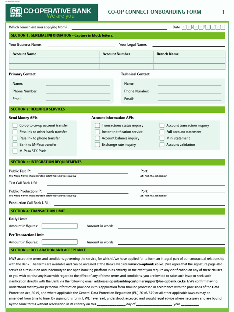 Co-Op Connect Onboarding Form Final | PDF | Banks