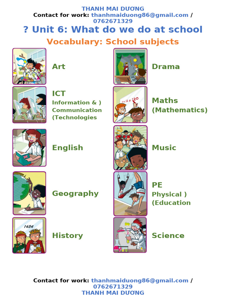 School Subjects and Activities Guide | PDF