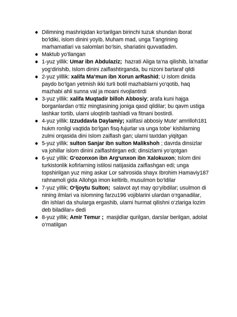 Temur Tuzuklari Main Info's | PDF
