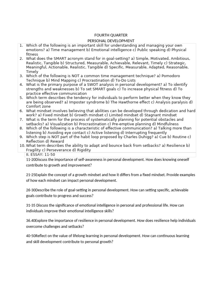 Personal Development Skills & Strategies | PDF | Mindset ...