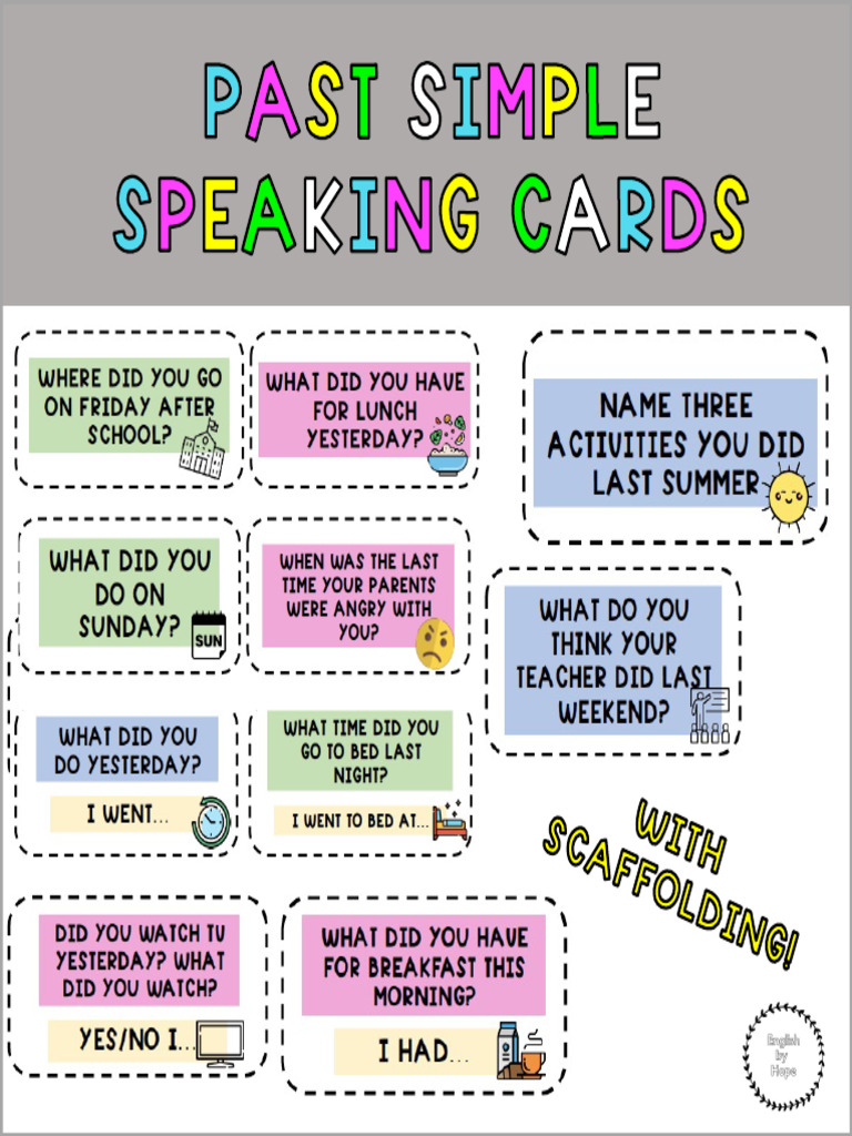 Past Simple Speaking Cards | PDF