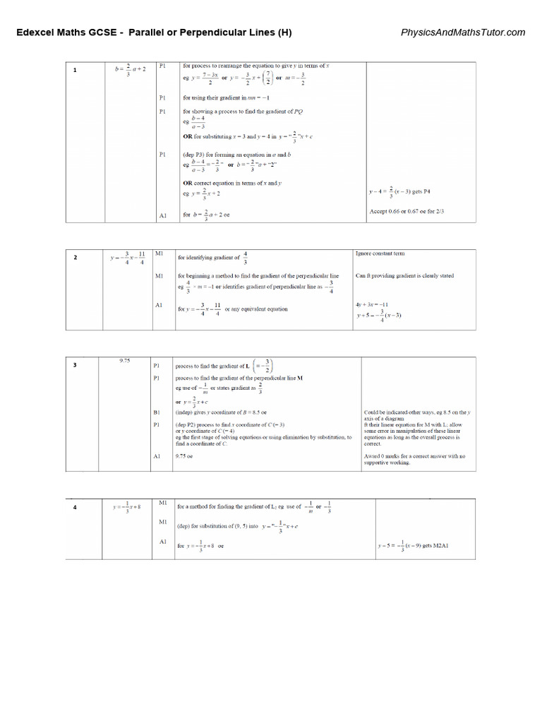 Edexcel GCSE Maths: Lines Analysis | PDF