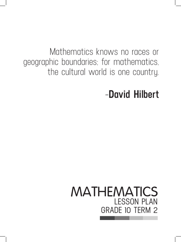 Grade 10 Mathematics Term 2 Plan | PDF | Function (Mathematics) | Slope