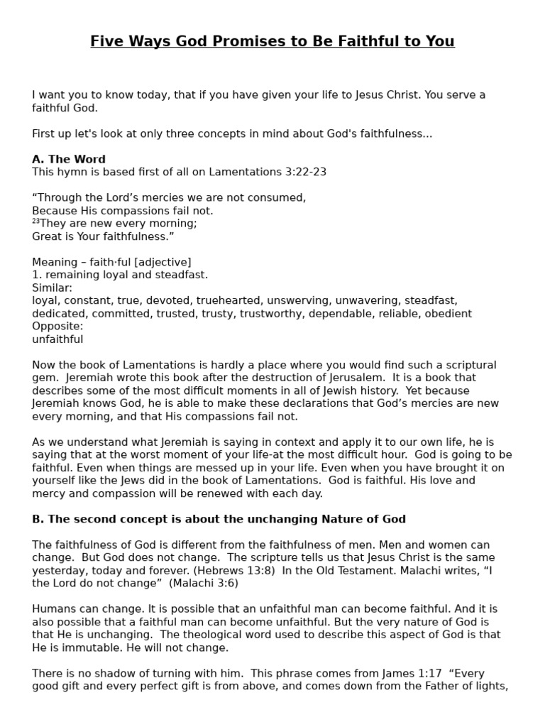 God's Faithfulness: Five Promises Explained | PDF | Jesus | Forgiveness