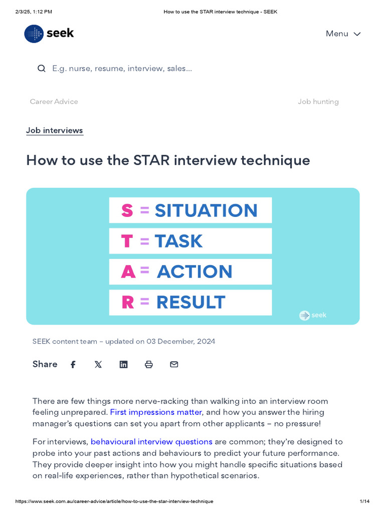 Master the STAR Interview Technique | PDF | Job Interview