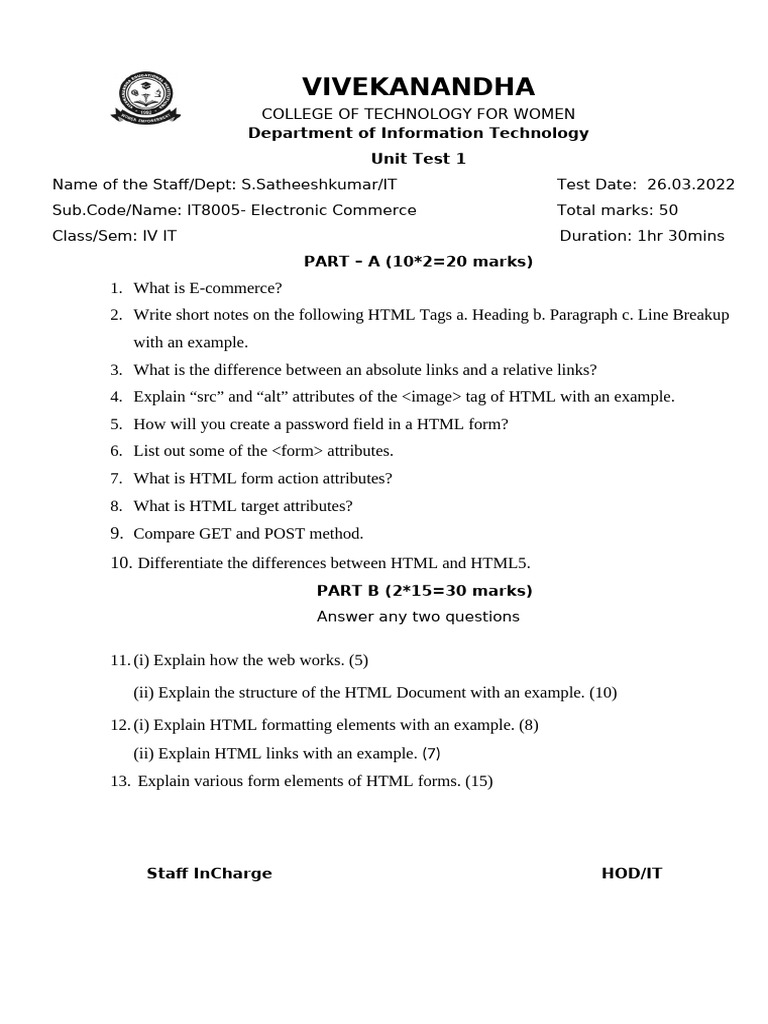 IT8005 Electronic Commerce Unit Test | PDF