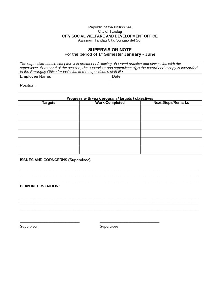 CDC CDW Supervision Note | PDF