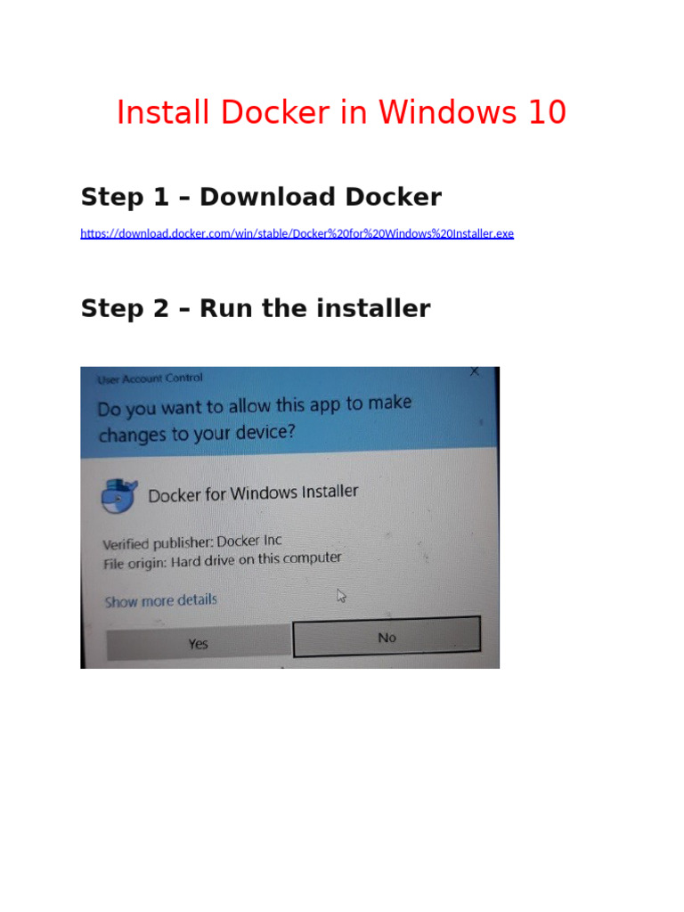 Install Docker on Windows 10 Guide | PDF