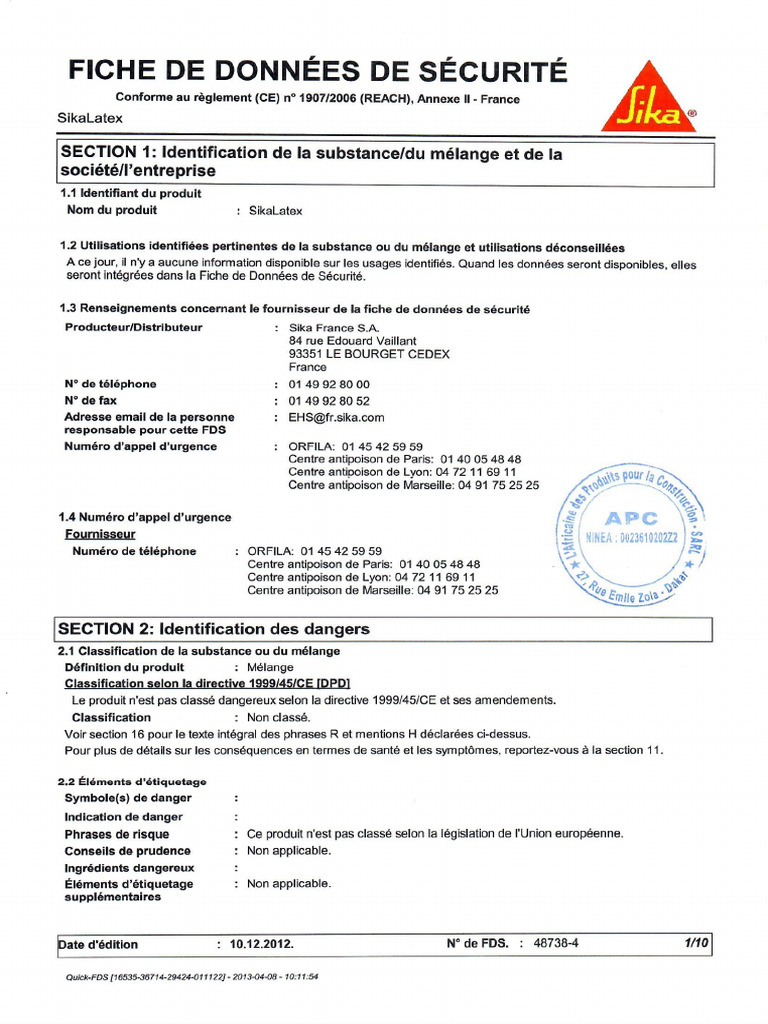 116 - FDS Sikalatex | PDF