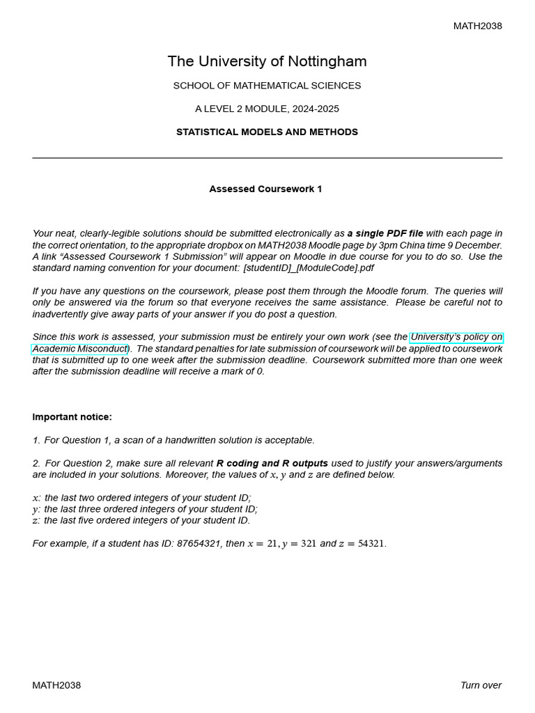 CW | PDF | Applied Mathematics | Statistical Theory