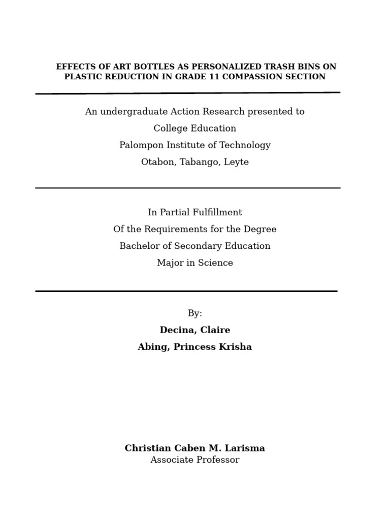 ACTION RESEARCH FINAL | PDF | Waste Management | Waste