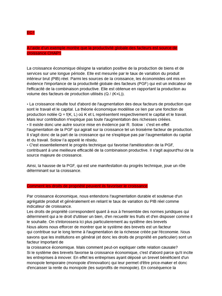 Impact de la PGF sur la croissance économique | PDF | Croissance ...