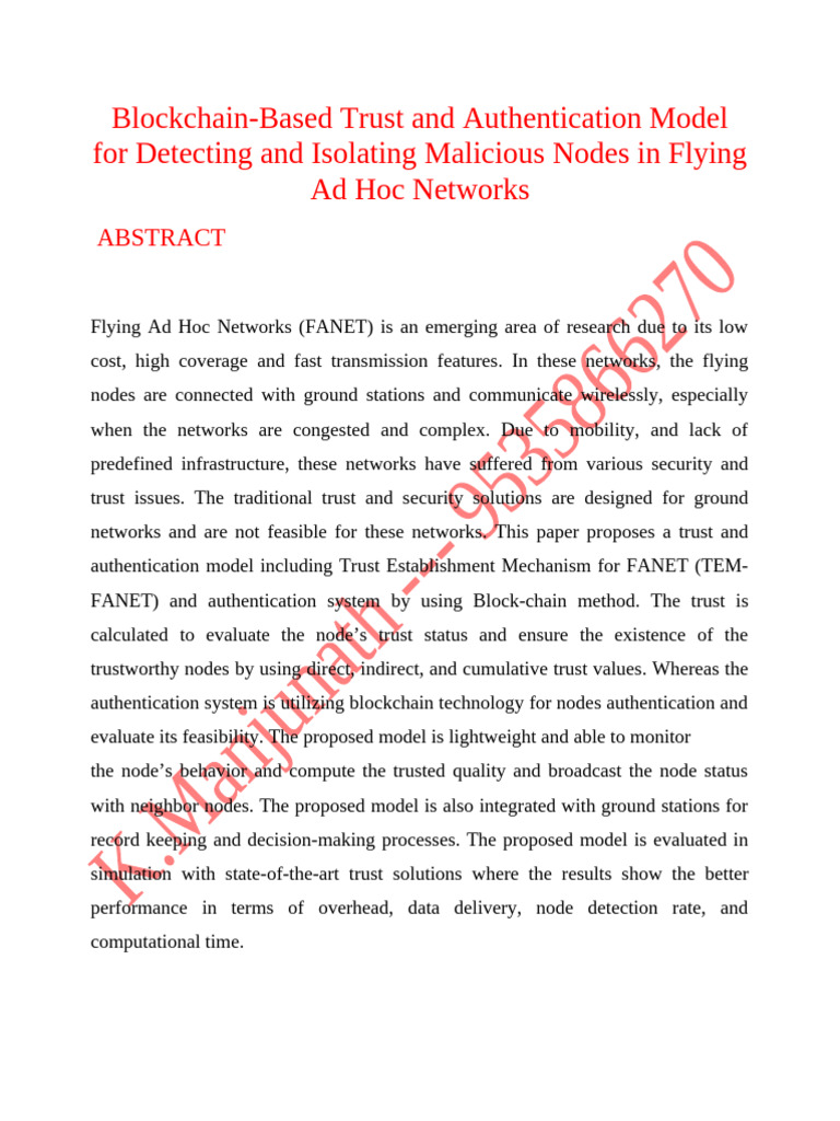 Blockchain Trust Model for FANET Security | PDF | Wireless Ad Hoc ...