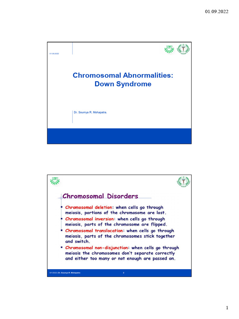 6 Introduction to Chromosomal Abnormalities & Down Syndrome | PDF ...