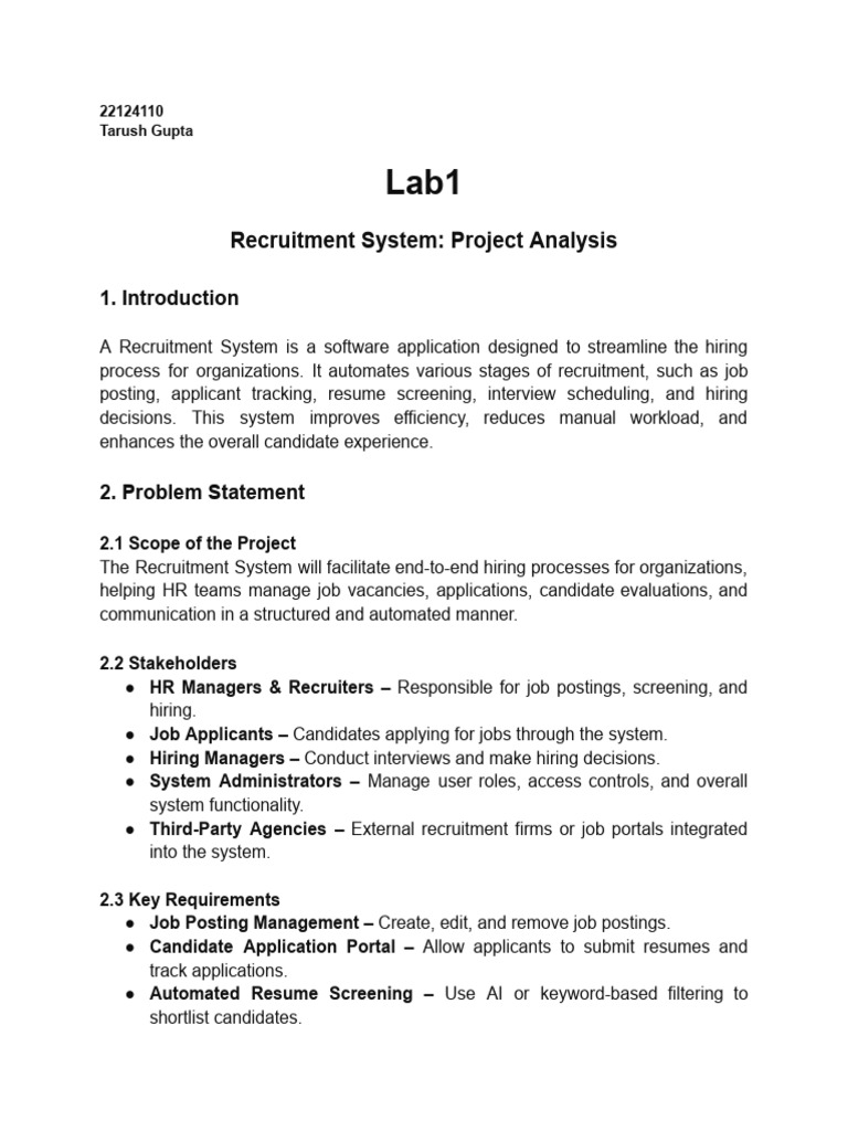 Recruitment System Project Analysis | PDF | Recruitment | Résumé