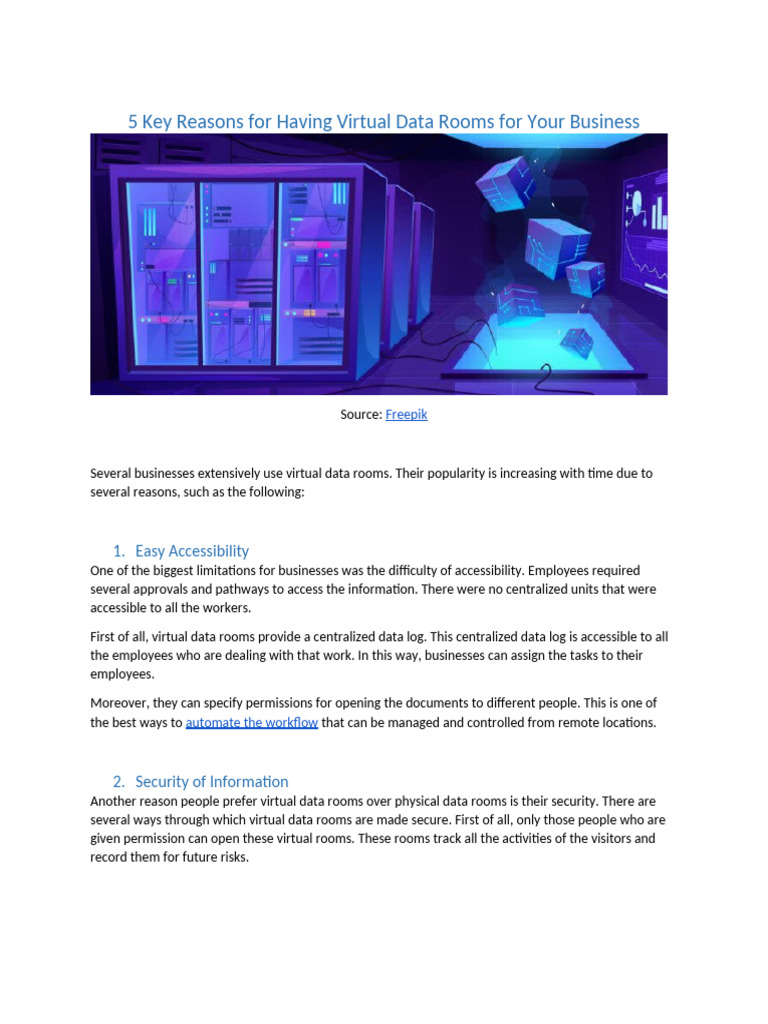 5 Benefits of Virtual Data Rooms | PDF | Computing | Information Technology