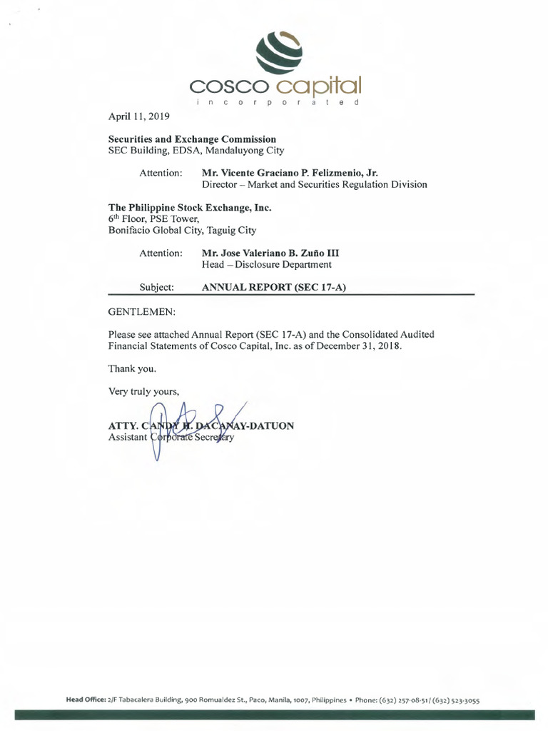 SEC Form 17-A Annual Report 2018 | PDF | Supply Chain | Stocks