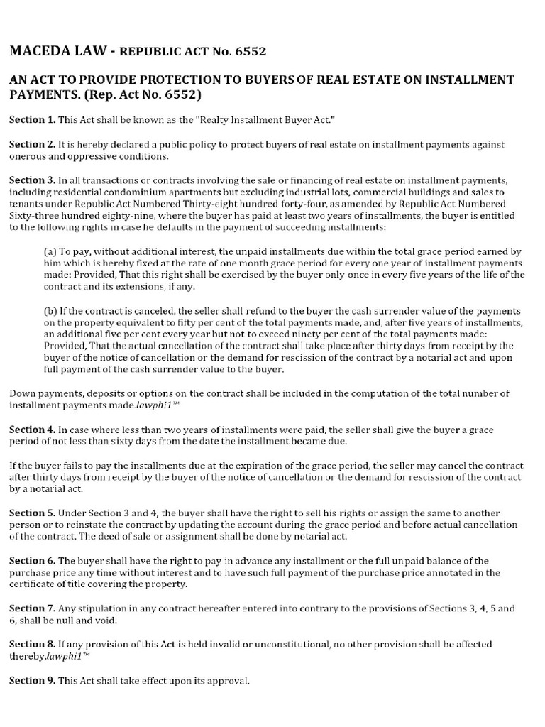 Recto and Maceda Law | PDF