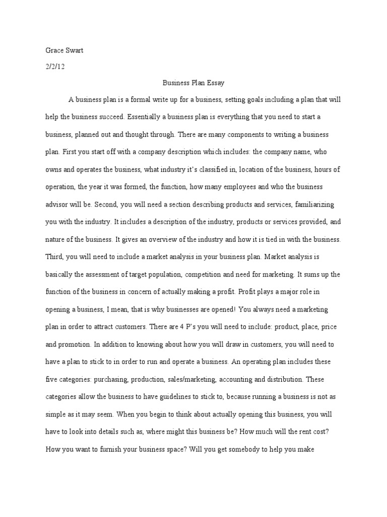 Business Plan Essay-28  PDF  Business Plan  Profit (Accounting)