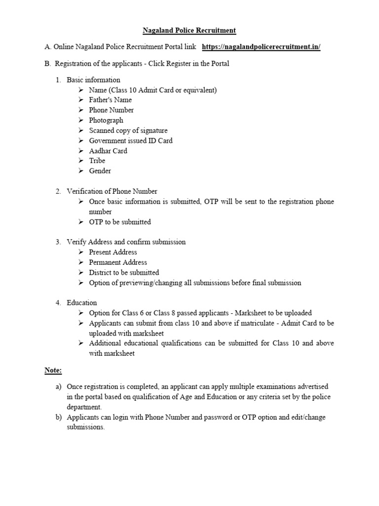 Nagaland Police Recruitment PDF