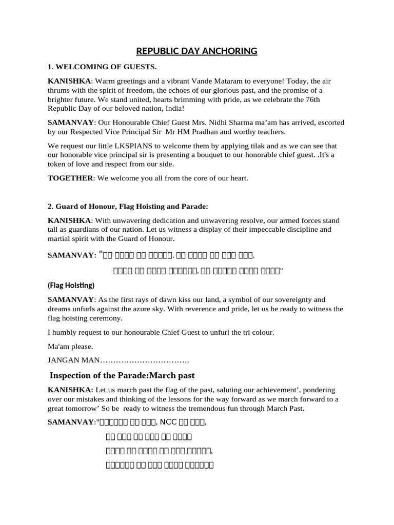 Republic Day Anchoring Pdf