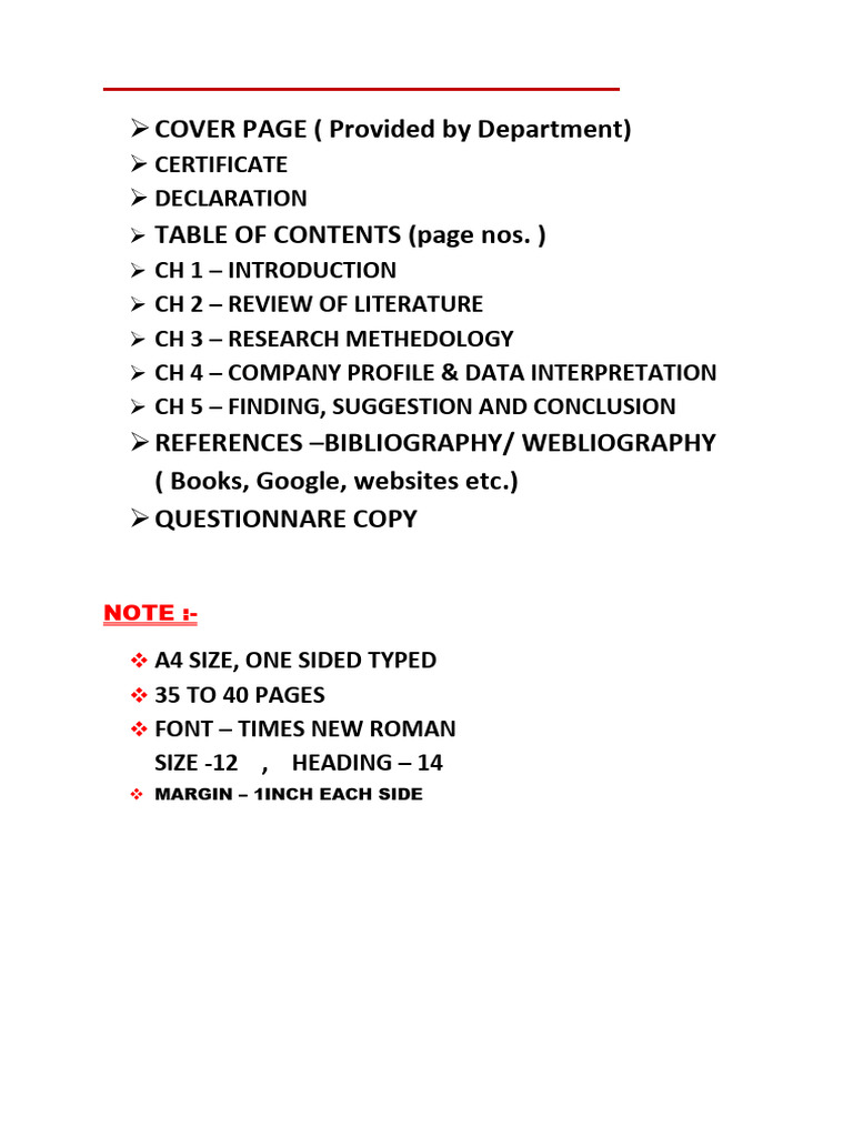 Project Work Format Guidelines | PDF