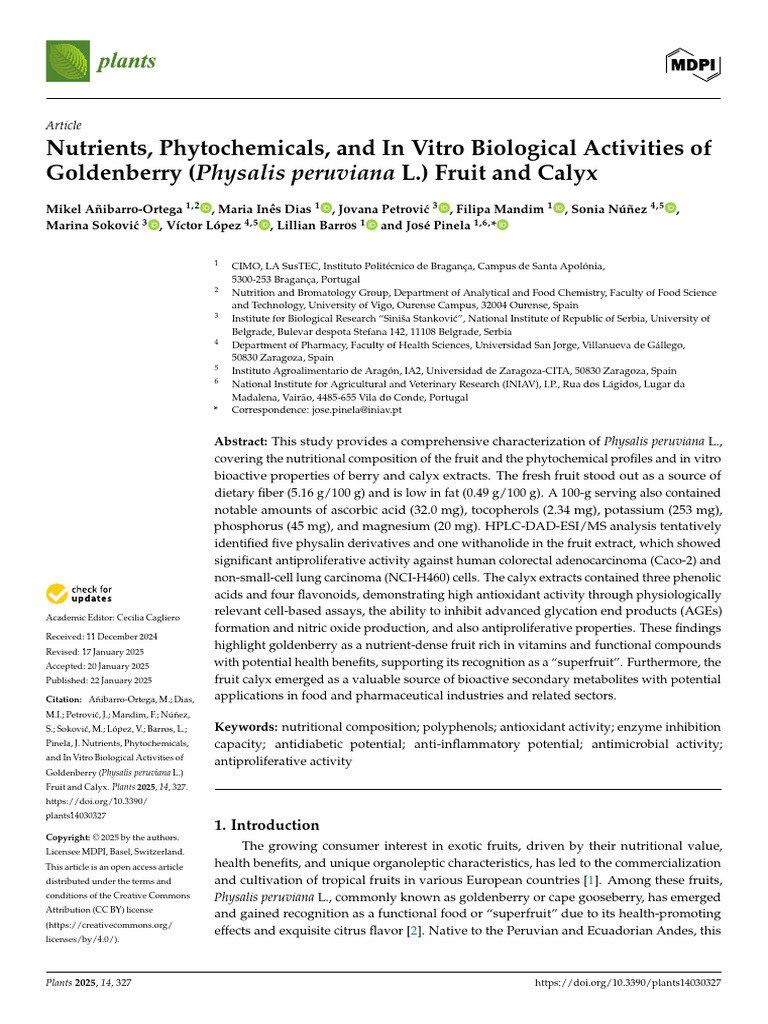 plants-14-00327 | PDF | Polyphenol | Antioxidant